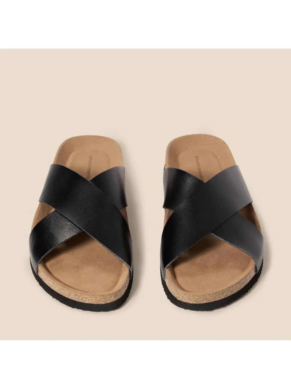 Men's Dark Black Faux Leather Imported Crossover Sandals Casual